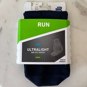 Bauerfeind Men's Run Ultralight Mid Cut Socks Navy Blue U.S. Sz 10.5-12 Germany